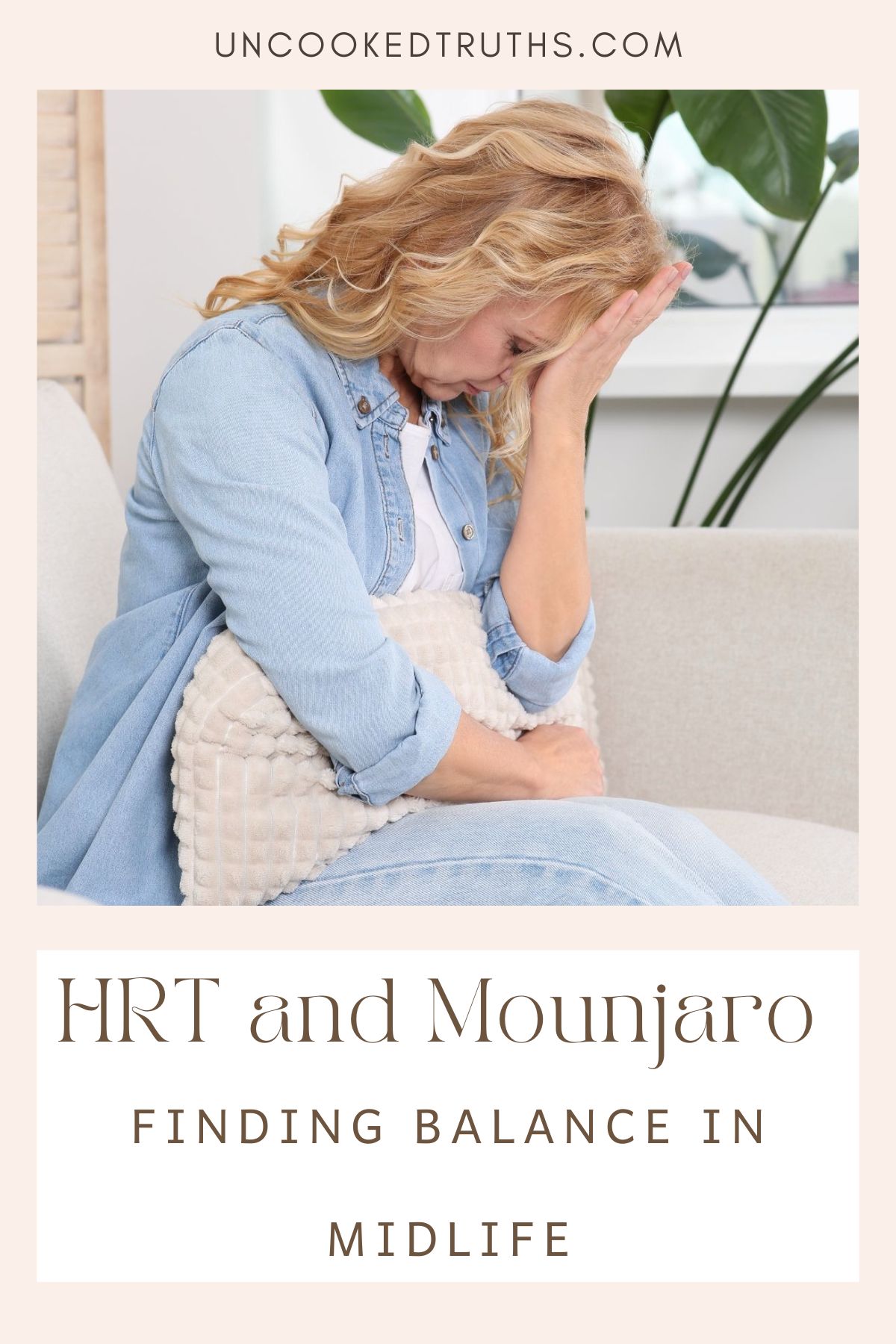 Pinterest collage about HRT and Mounjaro article.